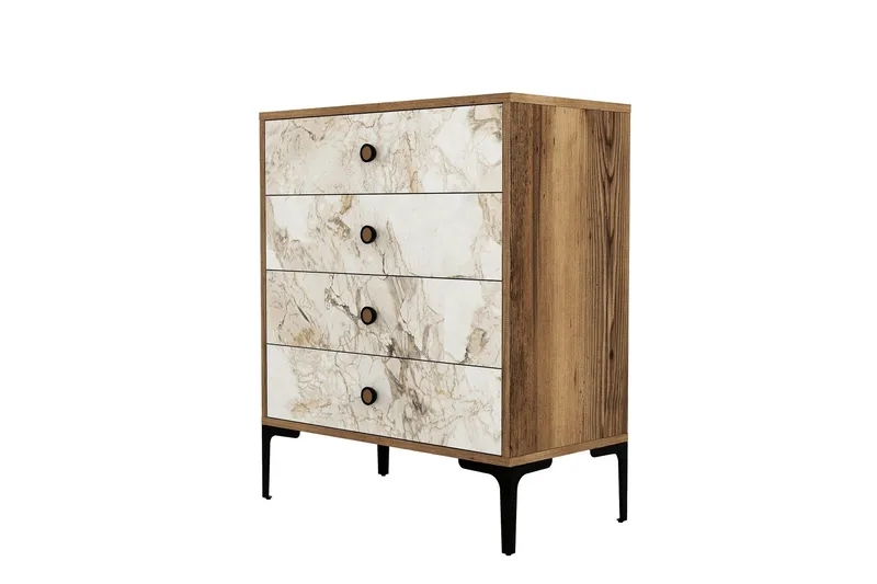 Ameias Kommode 76x90,7 cm Brun/Hvid - Hanah Home - Opbevaring - Opbevaringsmøbler - Kommode - Entrékommode