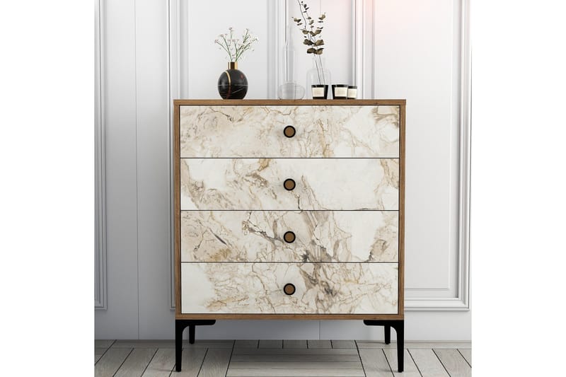 Ameias Kommode 76x90,7 cm Brun/Hvid - Hanah Home - Opbevaring - Opbevaringsmøbler - Kommode - Entrékommode