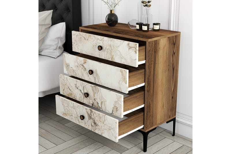 Ameias Kommode 76x90,7 cm Brun/Hvid - Hanah Home - Opbevaring - Opbevaringsmøbler - Kommode - Entrékommode