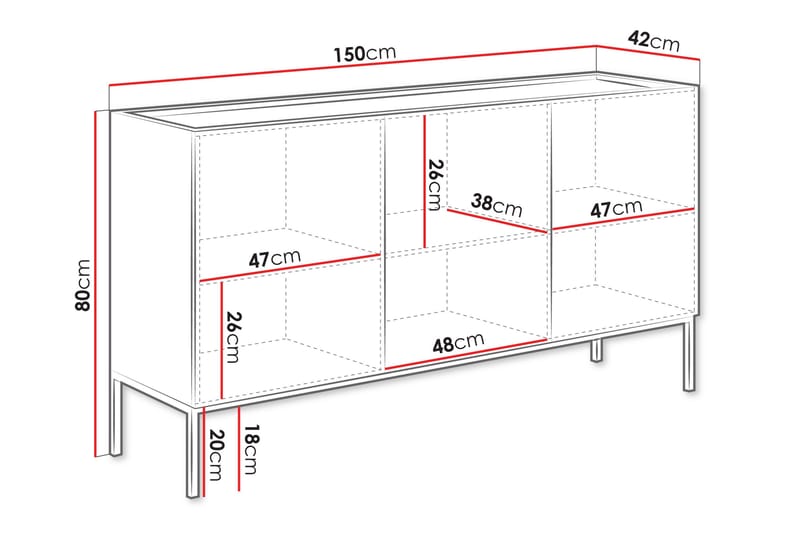 Amelus Kommode 150 cm - Brun - Opbevaring - Opbevaringsmøbler - Kommode