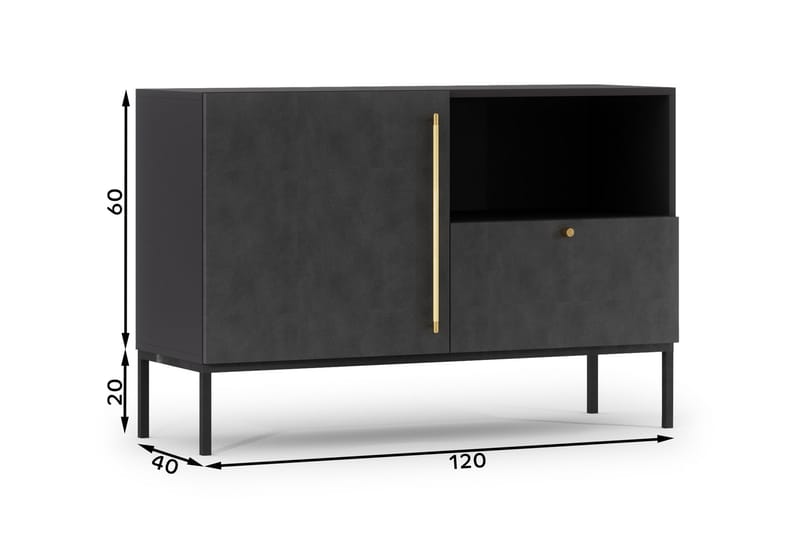 Anjal Kommode 120 cm - Sort - Opbevaring - Opbevaringsmøbler - Kommode