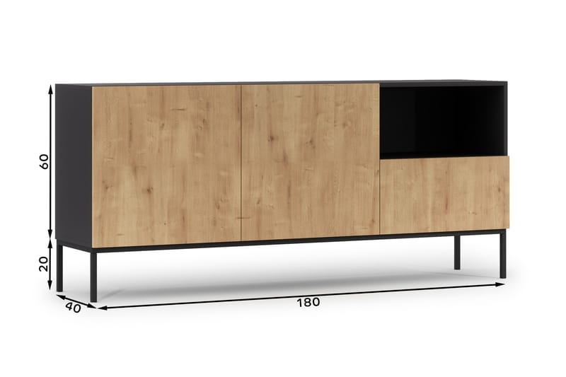 Anjal Kommode 180 cm - Eg - Opbevaring - Opbevaringsmøbler - Kommode