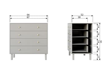 Antonie Kommode 52x94 cm - Grå - Opbevaring - Opbevaringsmøbler - Kommode - Entrékommode