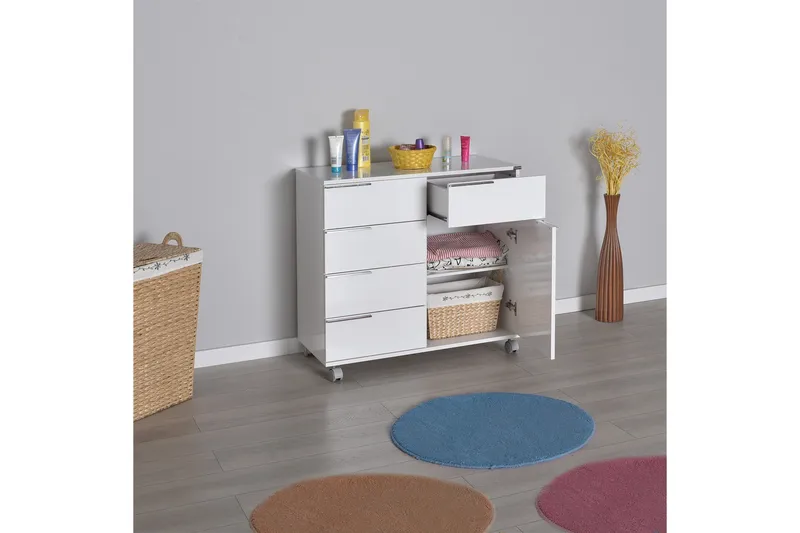 Byrå Vit högglans - Opbevaring - Opbevaringsmøbler - Kommode - Arkivskabe