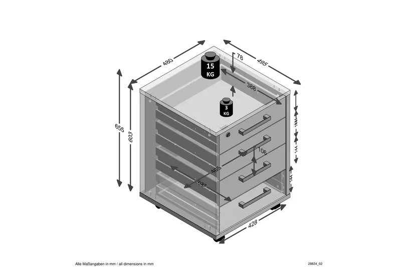 Calvia Arkivskab 48 cm - Hvid/Eg - Opbevaring - Opbevaringsmøbler - Kommode - Arkivskabe