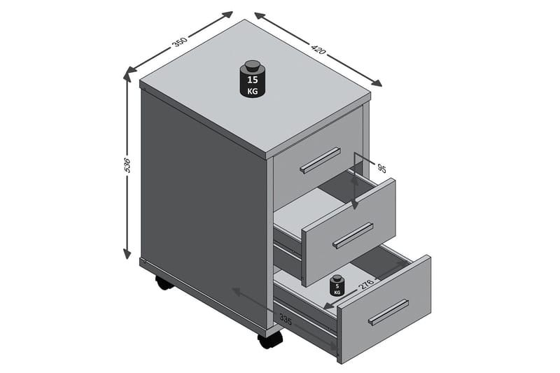Diego Arkivskab 35 cm - Hvid/Beton - Opbevaring - Opbevaringsmøbler - Kommode - Arkivskabe