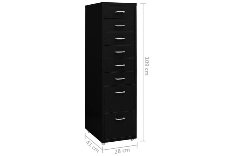 mobilt arkivskab 28x41x109 cm metal sort - Sort - Opbevaring - Opbevaringsmøbler - Kommode - Arkivskabe