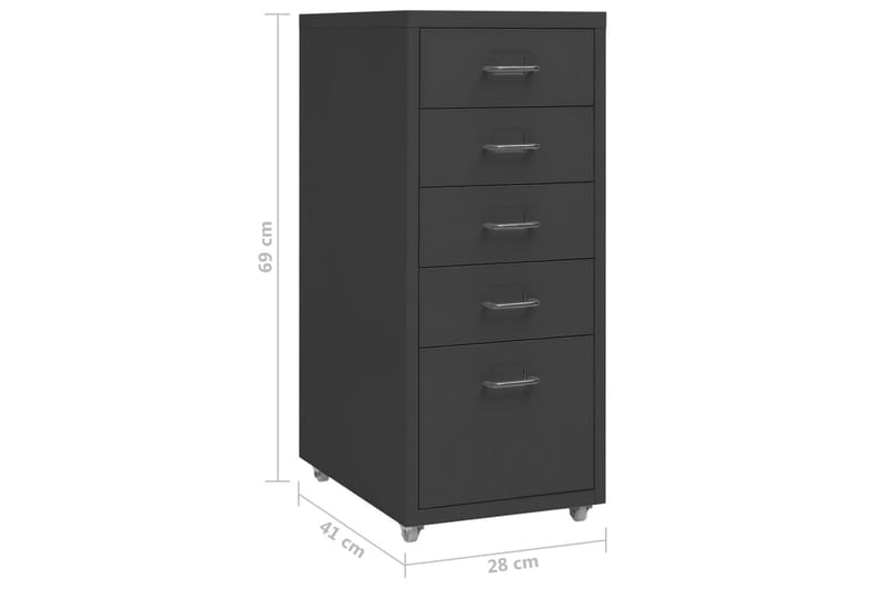 mobilt arkivskab 28x41x69 cm metal antracitgrå - Antracit - Opbevaring - Opbevaringsmøbler - Kommode - Arkivskabe