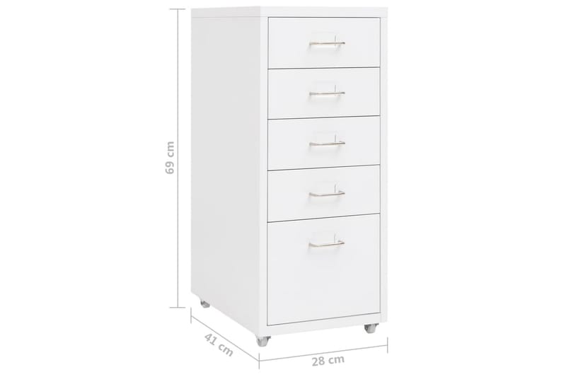 mobilt arkivskab 28x41x69 cm metal hvid - Hvid - Opbevaring - Opbevaringsmøbler - Kommode - Arkivskabe