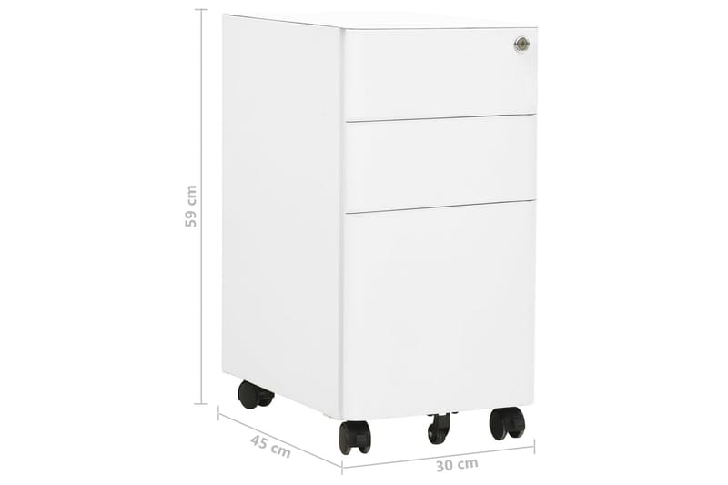 mobilt arkivskab 30x45x59 cm stål hvid - Hvid - Opbevaring - Opbevaringsmøbler - Kommode - Arkivskabe