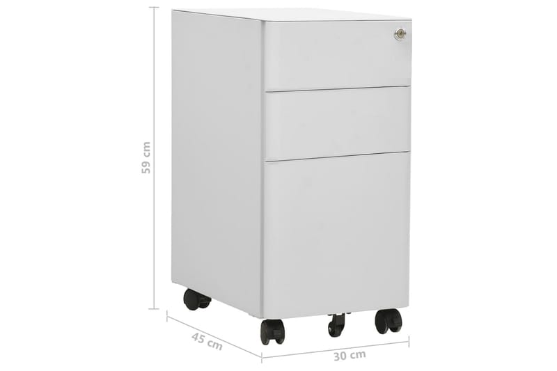 mobilt arkivskab 30x45x59 cm stål lysegrå - Grå - Opbevaring - Opbevaringsmøbler - Kommode - Arkivskabe