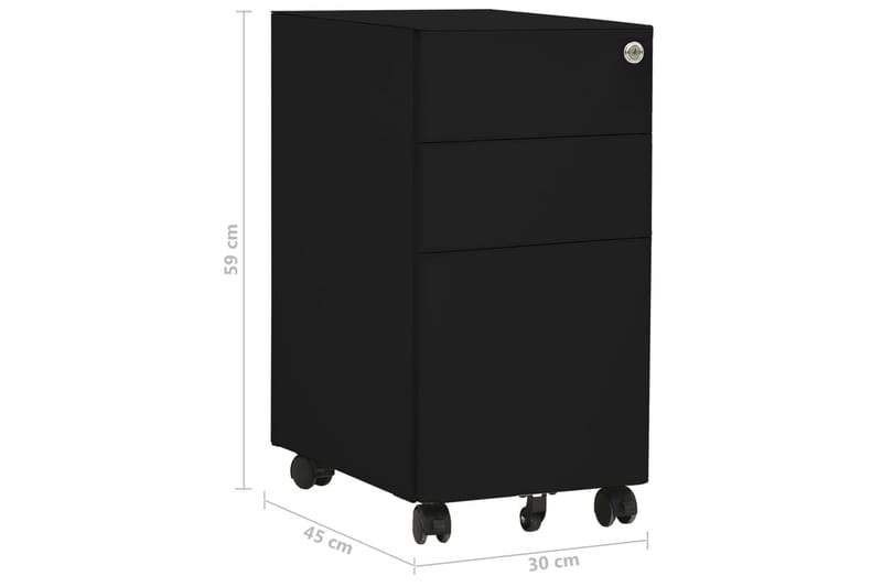 mobilt arkivskab 30x45x59 cm stål sort - Sort - Opbevaring - Opbevaringsmøbler - Kommode - Arkivskabe