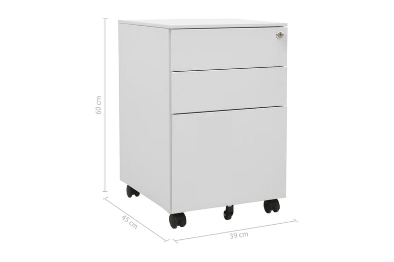 mobilt arkivskab 39x45x60 cm stål lysegrå - Grå - Opbevaring - Opbevaringsmøbler - Kommode - Arkivskabe