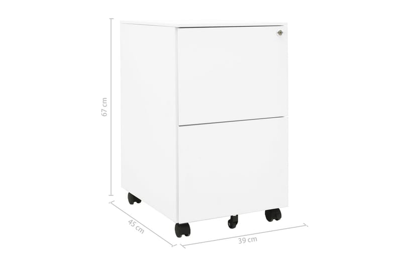 mobilt arkivskab 39x45x67 cm stål hvid - Hvid - Opbevaring - Opbevaringsmøbler - Kommode - Arkivskabe