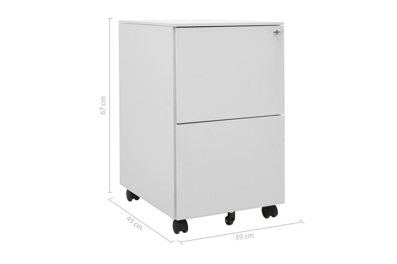 mobilt arkivskab 39x45x67 cm stål lysegrå - Grå - Opbevaring - Opbevaringsmøbler - Kommode - Arkivskabe