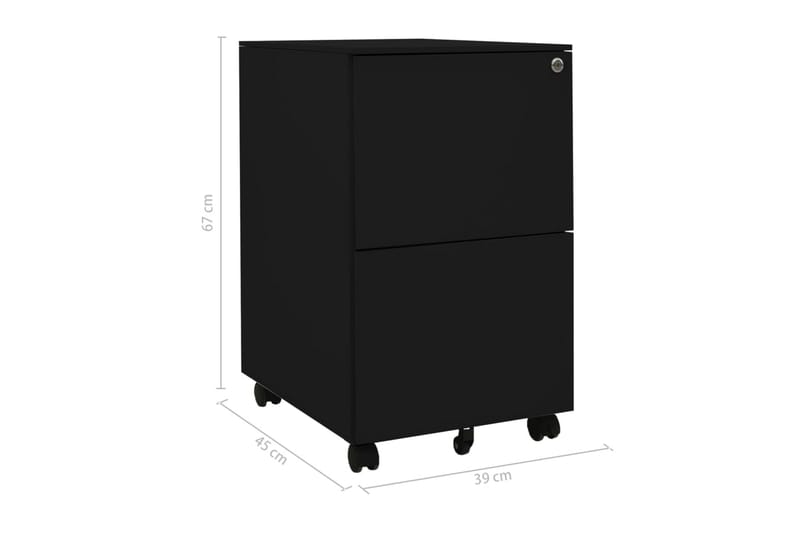 mobilt arkivskab 39x45x67 cm stål sort - Sort - Opbevaring - Opbevaringsmøbler - Kommode - Arkivskabe