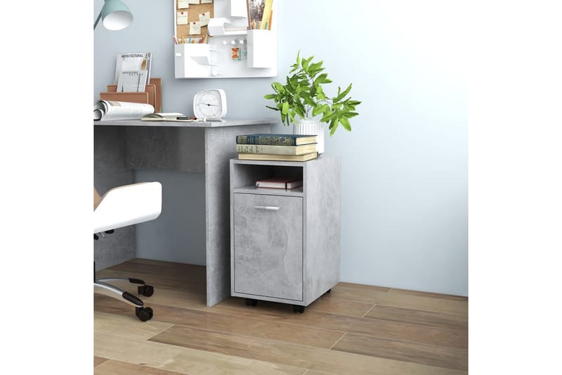 sideskab med hjul 33x38x60 cm spånplade betongrå - Grå - Opbevaring - Opbevaringsmøbler - Kommode - Arkivskabe