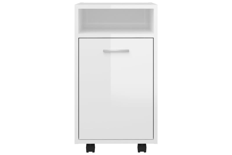 sideskab med hjul 33x38x60 cm spånplade hvid højglans - Hvid - Opbevaring - Opbevaringsmøbler - Kommode - Arkivskabe