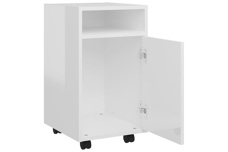 sideskab med hjul 33x38x60 cm spånplade hvid højglans - Hvid - Opbevaring - Opbevaringsmøbler - Kommode - Arkivskabe