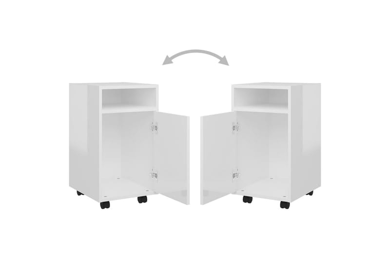 sideskab med hjul 33x38x60 cm spånplade hvid højglans - Hvid - Opbevaring - Opbevaringsmøbler - Kommode - Arkivskabe