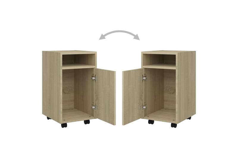 sideskab med hjul 33x38x60 cm spånplade sonoma-eg - Brun - Opbevaring - Opbevaringsmøbler - Kommode - Arkivskabe