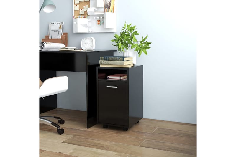 sideskab med hjul 33x38x60 cm spånplade sort - Sort - Opbevaring - Opbevaringsmøbler - Kommode - Arkivskabe
