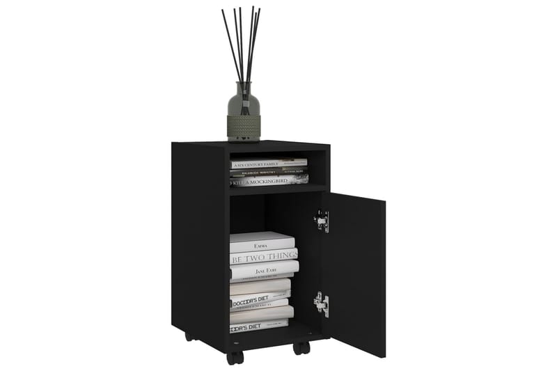 sideskab med hjul 33x38x60 cm spånplade sort - Sort - Opbevaring - Opbevaringsmøbler - Kommode - Arkivskabe