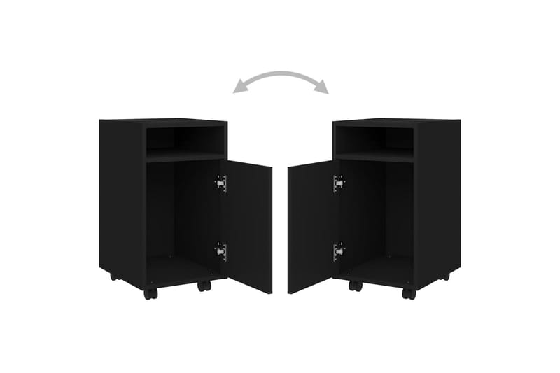 sideskab med hjul 33x38x60 cm spånplade sort - Sort - Opbevaring - Opbevaringsmøbler - Kommode - Arkivskabe
