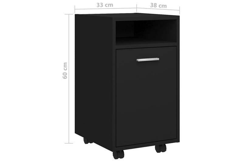 sideskab med hjul 33x38x60 cm spånplade sort - Sort - Opbevaring - Opbevaringsmøbler - Kommode - Arkivskabe