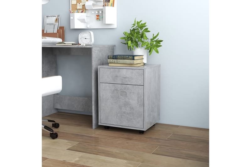 skab med hjul 45x38x54 cm spånplade betongrå - Grå - Opbevaring - Opbevaringsmøbler - Kommode - Arkivskabe