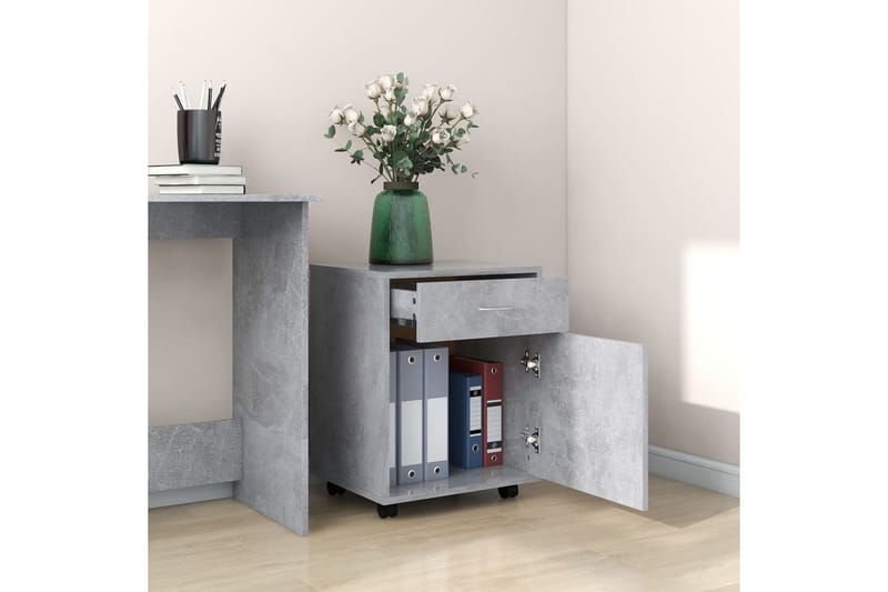 skab med hjul 45x38x54 cm spånplade betongrå - Grå - Opbevaring - Opbevaringsmøbler - Kommode - Arkivskabe
