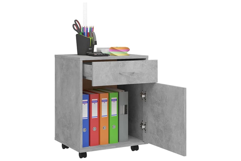 skab med hjul 45x38x54 cm spånplade betongrå - Grå - Opbevaring - Opbevaringsmøbler - Kommode - Arkivskabe