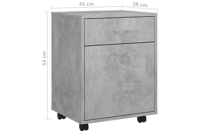 skab med hjul 45x38x54 cm spånplade betongrå - Grå - Opbevaring - Opbevaringsmøbler - Kommode - Arkivskabe