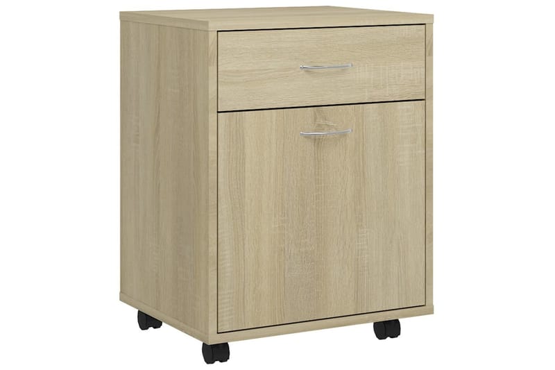 skab med hjul 45x38x54 cm spånplade sonoma-eg - Brun - Opbevaring - Opbevaringsmøbler - Kommode - Arkivskabe