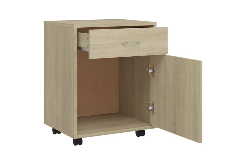 skab med hjul 45x38x54 cm spånplade sonoma-eg - Brun - Opbevaring - Opbevaringsmøbler - Kommode - Arkivskabe