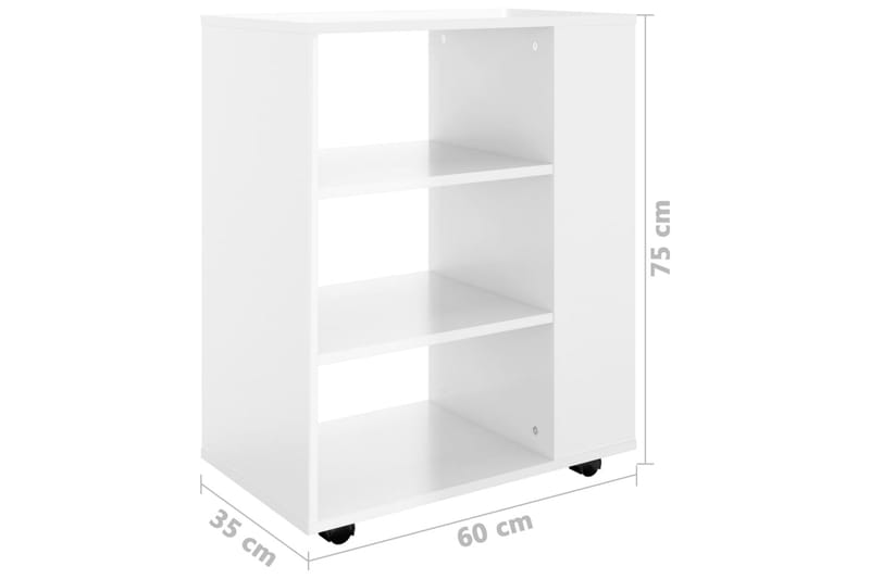 skab med hjul 60x35x75 cm spånplade hvid højglans - Hvid - Opbevaring - Opbevaringsmøbler - Kommode - Arkivskabe