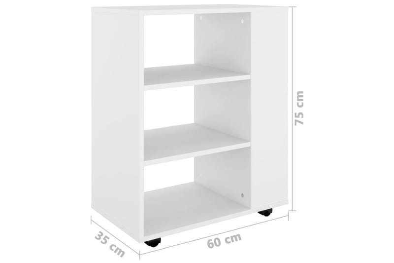 skab med hjul 60x35x75 cm spånplade hvid - Hvid - Opbevaring - Opbevaringsmøbler - Kommode - Arkivskabe