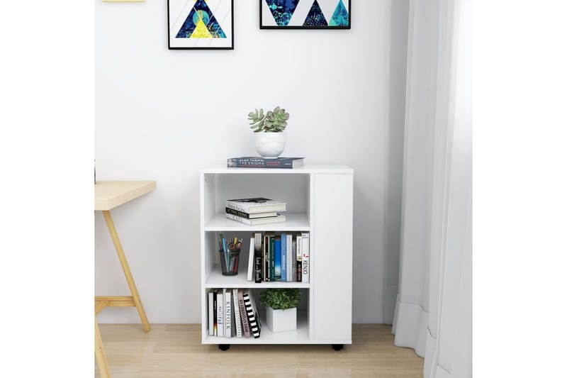 skab med hjul 60x35x75 cm spånplade hvid - Hvid - Opbevaring - Opbevaringsmøbler - Kommode - Arkivskabe