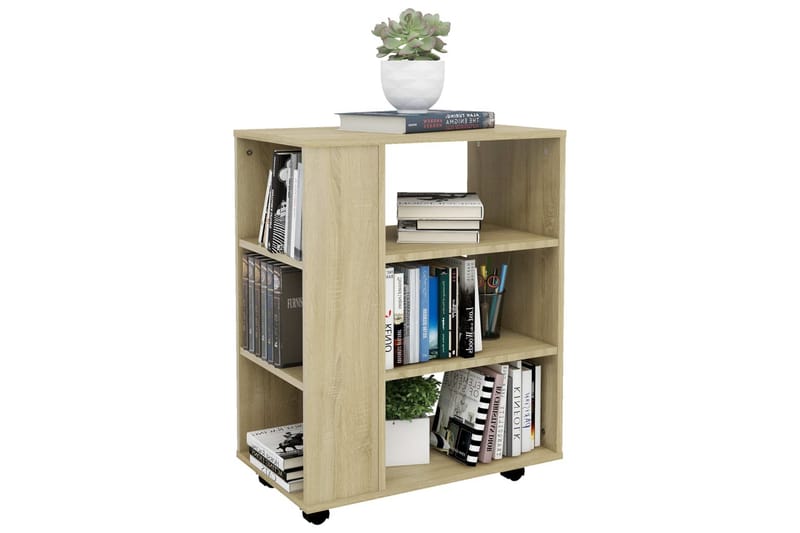 skab med hjul 60x35x75 cm spånplade sonoma-eg - Brun - Opbevaring - Opbevaringsmøbler - Kommode - Arkivskabe