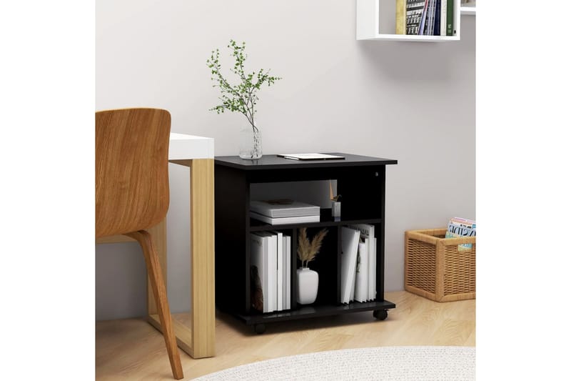 skab med hjul 60x45x60 cm spånplade sort - Sort - Opbevaring - Opbevaringsmøbler - Kommode - Arkivskabe
