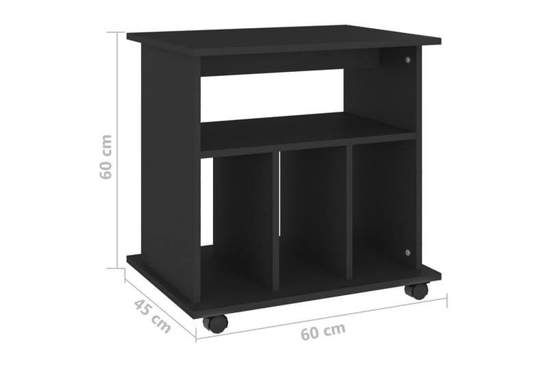 skab med hjul 60x45x60 cm spånplade sort - Sort - Opbevaring - Opbevaringsmøbler - Kommode - Arkivskabe