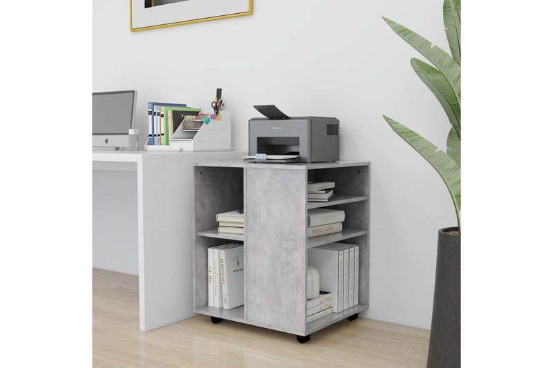 skab med hjul 60x53x72 cm spånplade betongrå - Grå - Opbevaring - Opbevaringsmøbler - Kommode - Arkivskabe