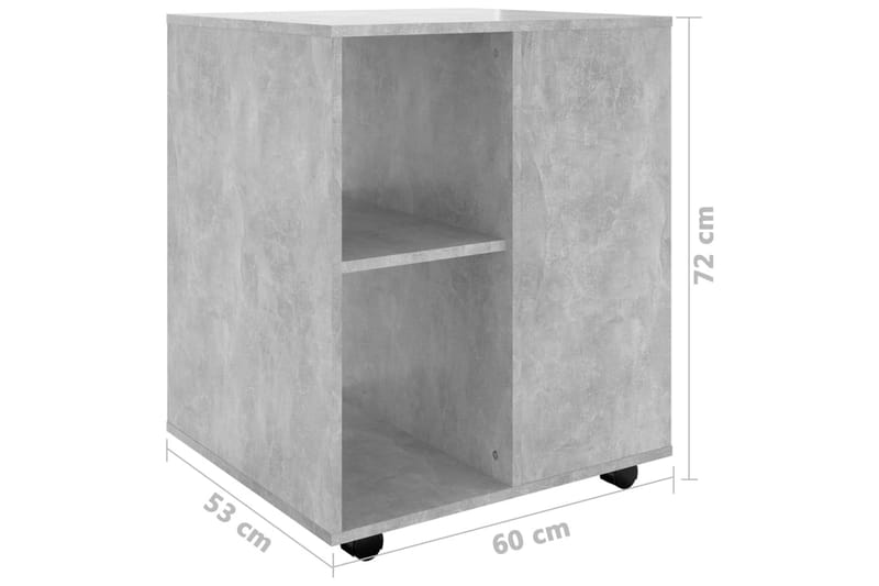 skab med hjul 60x53x72 cm spånplade betongrå - Grå - Opbevaring - Opbevaringsmøbler - Kommode - Arkivskabe