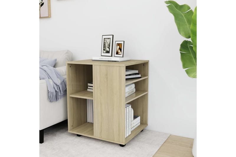 skab med hjul 60x53x72 cm spånplade sonoma-eg - Brun - Opbevaring - Opbevaringsmøbler - Kommode - Arkivskabe