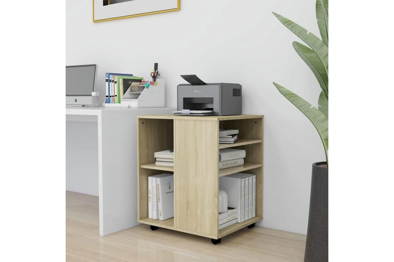 skab med hjul 60x53x72 cm spånplade sonoma-eg - Brun - Opbevaring - Opbevaringsmøbler - Kommode - Arkivskabe