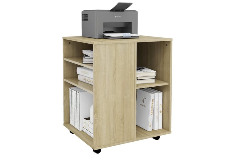 skab med hjul 60x53x72 cm spånplade sonoma-eg - Brun - Opbevaring - Opbevaringsmøbler - Kommode - Arkivskabe