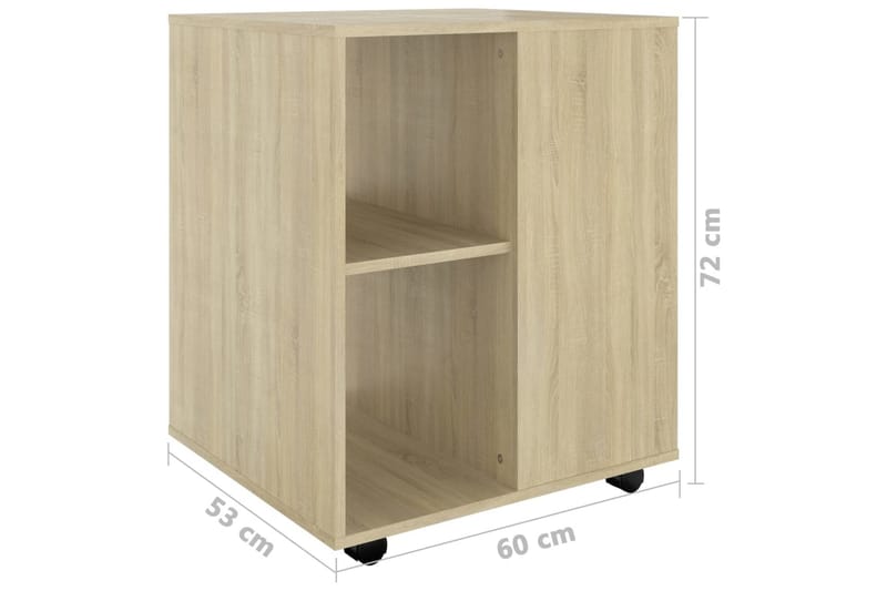 skab med hjul 60x53x72 cm spånplade sonoma-eg - Brun - Opbevaring - Opbevaringsmøbler - Kommode - Arkivskabe