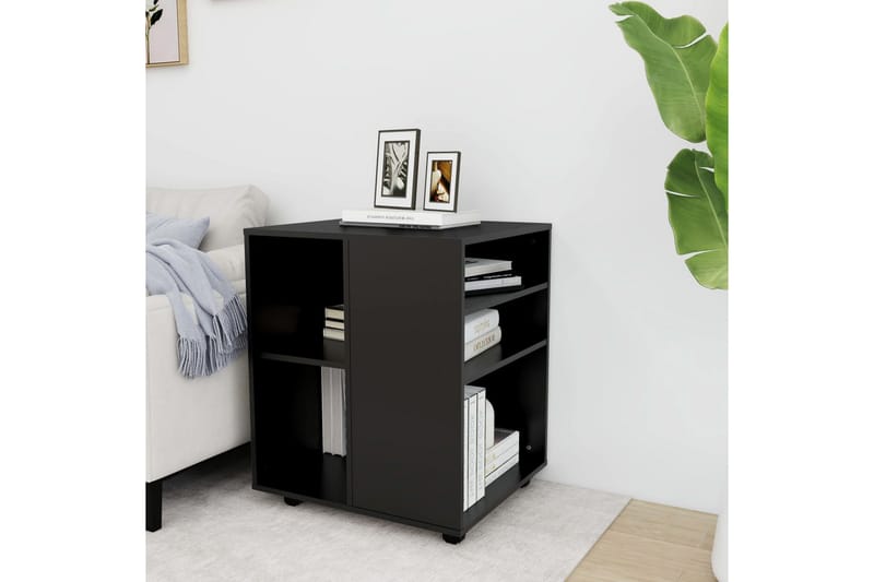 skab med hjul 60x53x72 cm spånplade sort - Sort - Opbevaring - Opbevaringsmøbler - Kommode - Arkivskabe