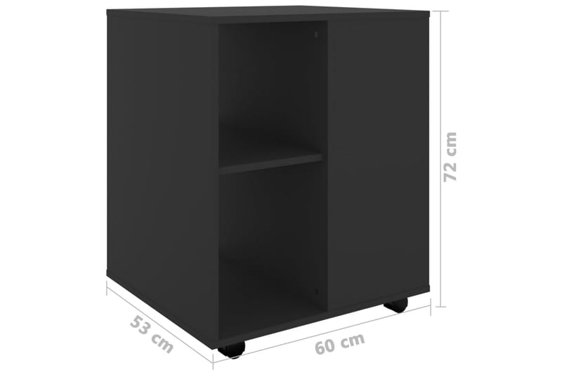 skab med hjul 60x53x72 cm spånplade sort - Sort - Opbevaring - Opbevaringsmøbler - Kommode - Arkivskabe
