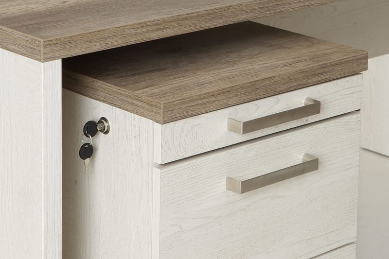 Talebi kommode med lås 53x42 cm - Brun / hvid - Opbevaring - Opbevaringsmøbler - Kommode - Arkivskabe